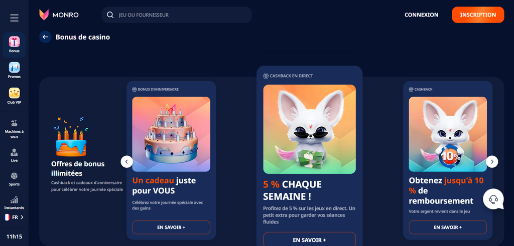 Monro Casino i sto spinów na slot z bawołami po wpisaniu kodu FSBONUS100